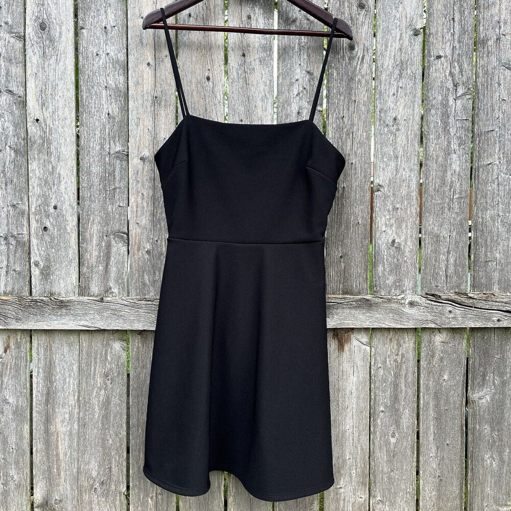 URBAN OUTFITTERS Bow Back Strappy Little Black Skater Dress- Size Large